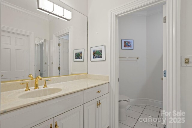 117 Founders Dr, Flat Rock, NC 28731 - bathroom with vanity, tile patterned flooring, and crown molding