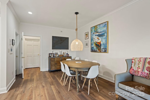 117 Founders Dr, Flat Rock, NC 28731 - dining area featuring crown molding, wood finished floors, and recessed lighting