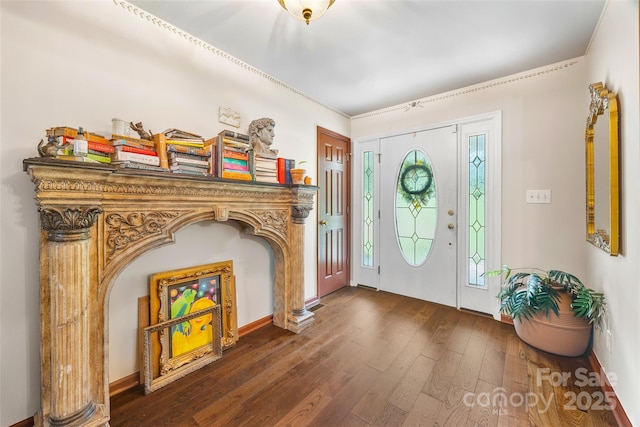 1010 Rainbow Cir, Catawba, SC 29704 - entryway featuring dark wood-type flooring and baseboards