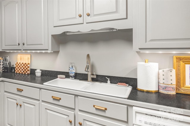 1010 Rainbow Cir, Catawba, SC 29704 - kitchen featuring white dishwasher and dark countertops