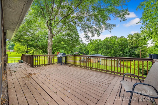 1010 Rainbow Cir, Catawba, SC 29704 - deck featuring area for grilling and view of scattered trees