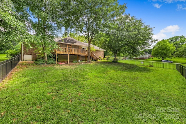 1010 Rainbow Cir, Catawba, SC 29704 - fenced backyard featuring stairs and a deck
