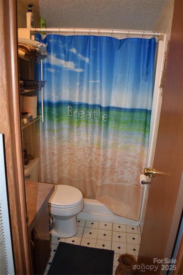 236 Hidden Cove Rd, Marion, NC 28752 - bathroom featuring vanity, a textured ceiling, and a shower with shower curtain