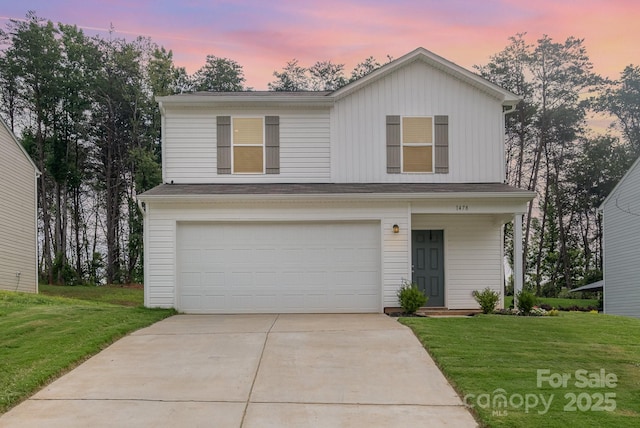 1478 Cannan Mountain Dr, Newton, NC 28658 - traditional-style home featuring a garage, a front lawn, and driveway