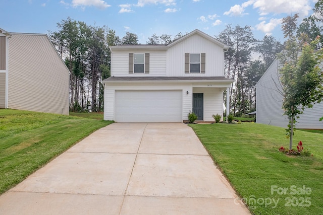 1478 Cannan Mountain Dr, Newton, NC 28658 - traditional-style house with a garage, a front yard, driveway, and board and batten siding