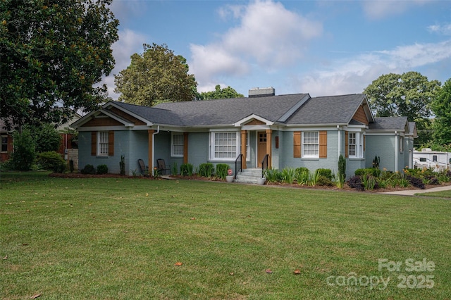806 S Point Rd, Belmont, NC 28012 - single story home featuring brick siding, a front yard, and a chimney