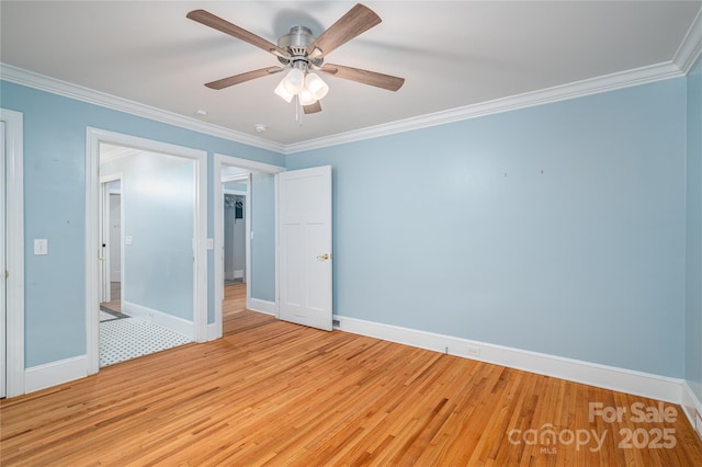 806 S Point Rd, Belmont, NC 28012 - unfurnished bedroom featuring light wood-style flooring, crown molding, and ceiling fan