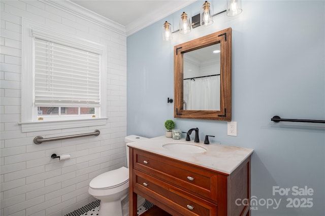 806 S Point Rd, Belmont, NC 28012 - full bathroom featuring vanity and ornamental molding