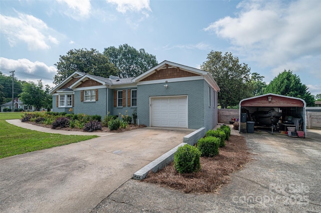 806 S Point Rd, Belmont, NC 28012 - ranch-style house with a detached carport, driveway, brick siding, and a garage