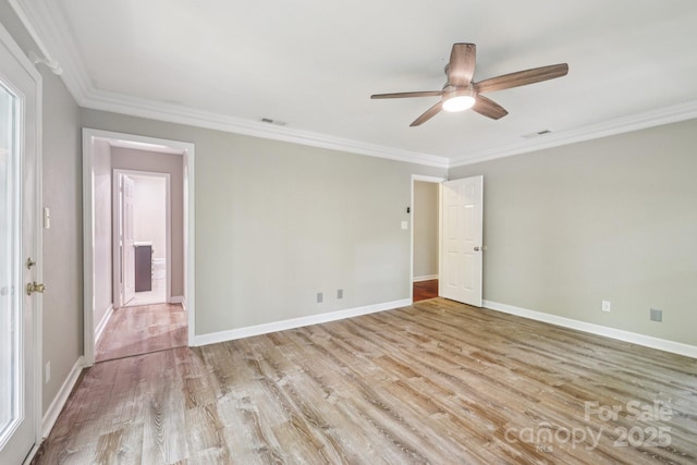 8 Hickory Ridge Ct, Clover, SC 29710 - spare room with light wood-style flooring, crown molding, and ceiling fan