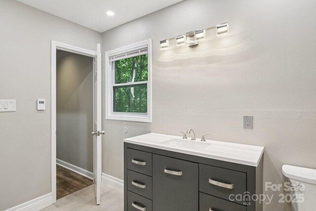 8 Hickory Ridge Ct, Clover, SC 29710 - bathroom featuring vanity, wood finished floors, and recessed lighting
