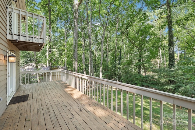 8 Hickory Ridge Ct, Clover, SC 29710 - wooden terrace featuring view of wooded area