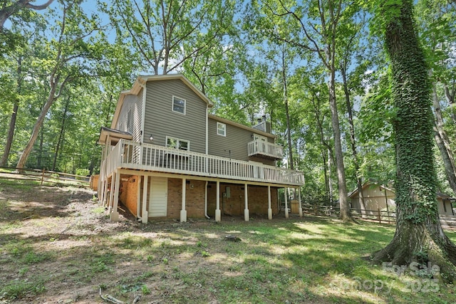 8 Hickory Ridge Ct, Clover, SC 29710 - rear view of property featuring a deck, a chimney, and brick siding