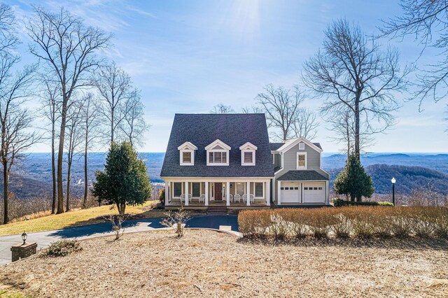 11 By The Wayside Dr, Columbus, NC 28722 - cape cod house with covered porch, a garage, and a shingled roof
