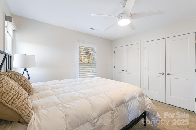 11 By The Wayside Dr, Columbus, NC 28722 - bedroom featuring light colored carpet, two closets, and ceiling fan