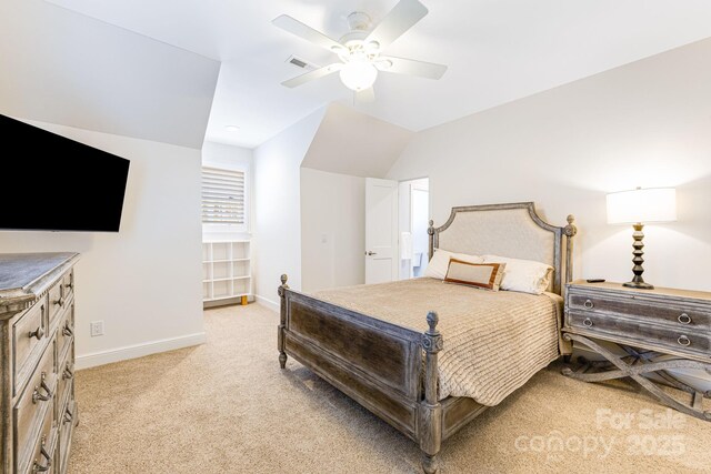 11 By The Wayside Dr, Columbus, NC 28722 - bedroom featuring light colored carpet, vaulted ceiling, and ceiling fan