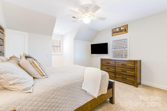 11 By The Wayside Dr, Columbus, NC 28722 - bedroom with light colored carpet, ceiling fan, and lofted ceiling