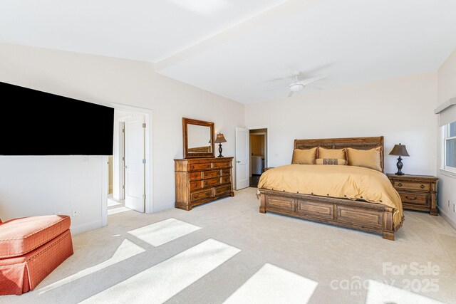 11 By The Wayside Dr, Columbus, NC 28722 - bedroom featuring light carpet, vaulted ceiling, and ceiling fan
