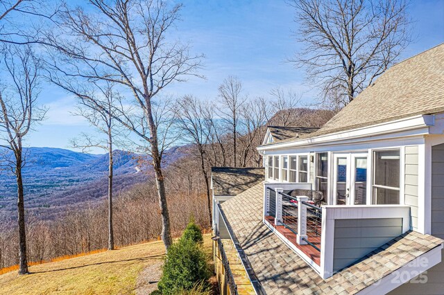 11 By The Wayside Dr, Columbus, NC 28722 - view of yard with a mountain view, french doors, and a sunroom