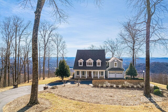 11 By The Wayside Dr, Columbus, NC 28722 - cape cod-style house featuring covered porch, asphalt driveway, and a mountain view