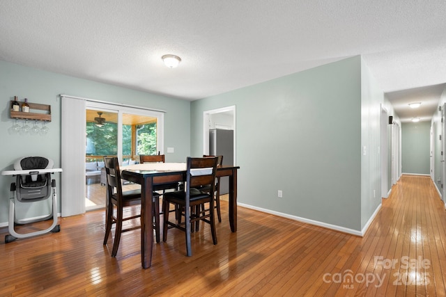 13 Fox Ridge Dr, Granite Falls, NC 28630 - dining space featuring hardwood / wood-style floors, a textured ceiling, and ceiling fan