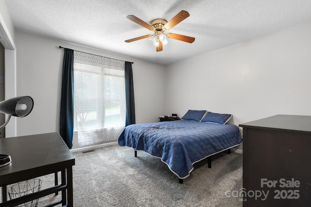 13 Fox Ridge Dr, Granite Falls, NC 28630 - bedroom featuring carpet floors, a ceiling fan, and a textured ceiling