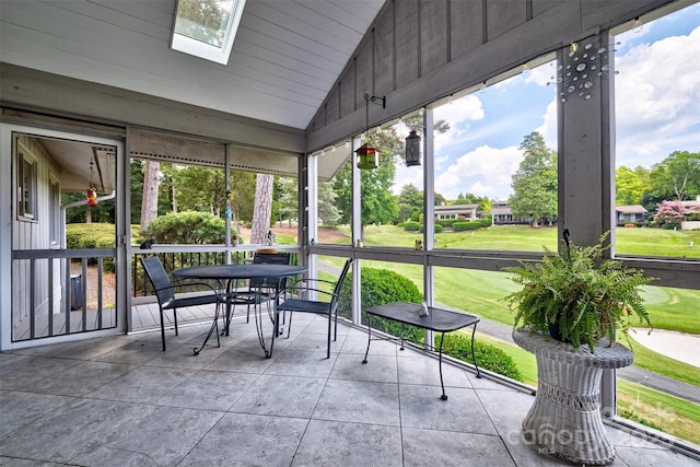 17 Heritage Dr, Lake Wylie, SC 29710 - sunroom / solarium featuring lofted ceiling, healthy amount of natural light, outdoor dining area, and a skylight