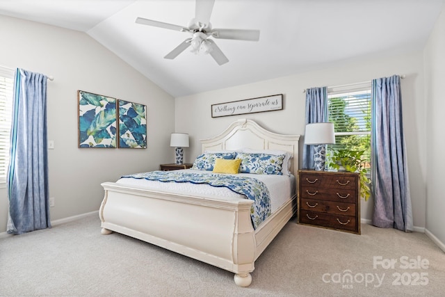 2838 Candleberry Ct, Charlotte, NC 28210 - bedroom with carpet flooring, lofted ceiling, and a ceiling fan
