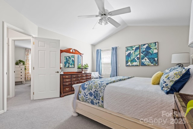 2838 Candleberry Ct, Charlotte, NC 28210 - bedroom featuring lofted ceiling, light carpet, and ceiling fan