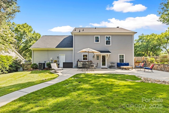 2838 Candleberry Ct, Charlotte, NC 28210 - rear view of house featuring a patio, a fenced backyard, and an outdoor hangout area