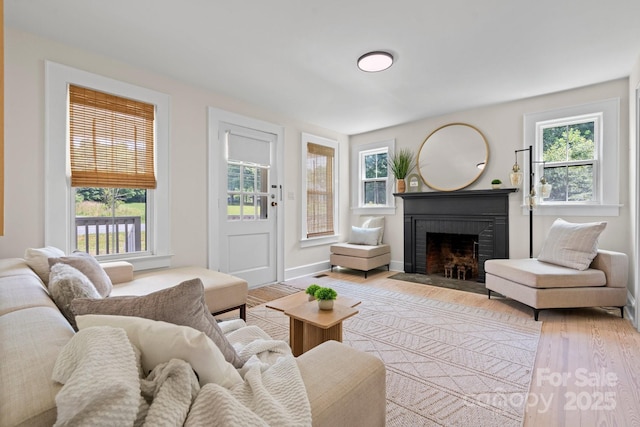 2704 Kool Park Rd NE, Hickory, NC 28601 - living room with plenty of natural light, a fireplace, and wood finished floors