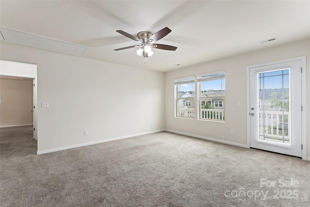 15213 Red Canoe Way, Charlotte, NC 28278 - unfurnished room with attic access, carpet, and a ceiling fan