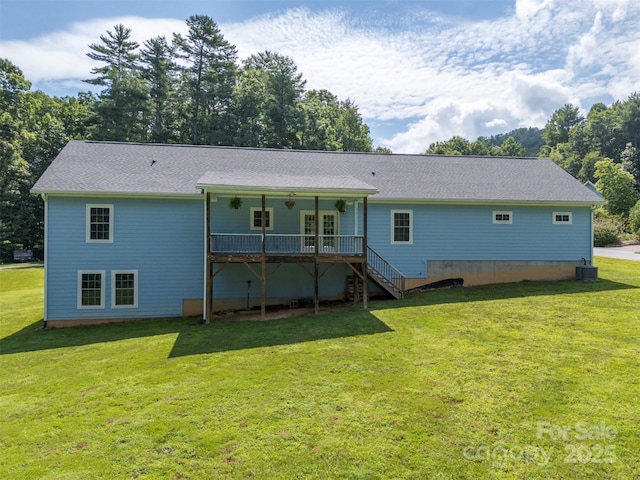321 Benjamins Way Unit 48, Hendersonville, NC 28792 - back of property featuring a deck, a yard, and stairway