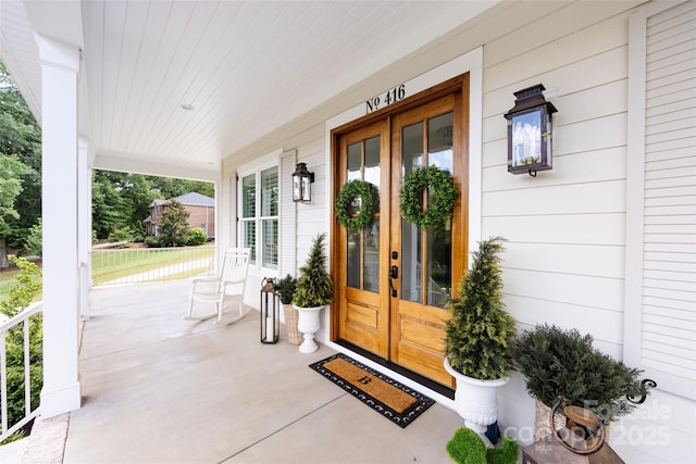 416 Yorkfield Dr, Shelby, NC 28150 - doorway to property featuring covered porch and french doors