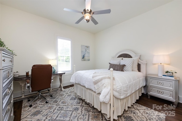 416 Yorkfield Dr, Shelby, NC 28150 - bedroom featuring wood finished floors, ceiling fan, and an office area