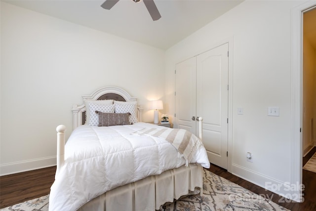416 Yorkfield Dr, Shelby, NC 28150 - bedroom featuring wood finished floors, a ceiling fan, and a closet