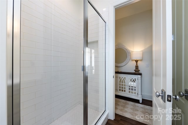 416 Yorkfield Dr, Shelby, NC 28150 - full bathroom with wood finished floors and a stall shower