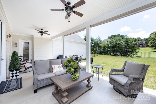 416 Yorkfield Dr, Shelby, NC 28150 - view of patio featuring a ceiling fan and an outdoor hangout area