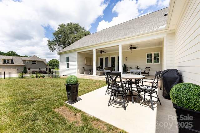 416 Yorkfield Dr, Shelby, NC 28150 - view of patio / terrace featuring ceiling fan, area for grilling, and an outdoor living space