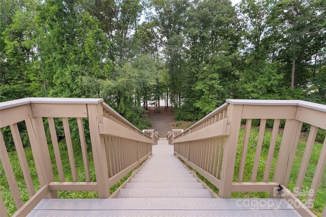 10806 Cove Point Dr, Charlotte, NC 28278 - deck with view of wooded area