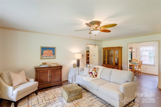 1828 Independence Sq, Kannapolis, NC 28081 - living area featuring light wood-style flooring, ceiling fan, and ornamental molding