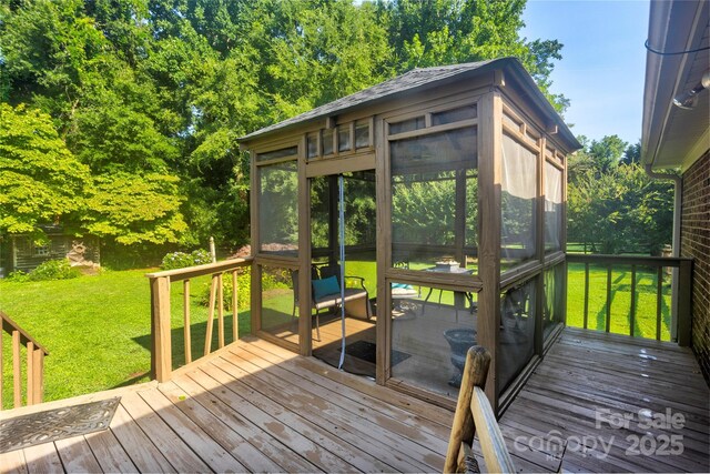 1828 Independence Sq, Kannapolis, NC 28081 - wooden terrace featuring a sunroom and a yard