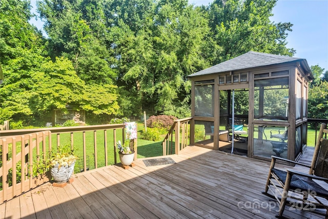 1828 Independence Sq, Kannapolis, NC 28081 - deck featuring a sunroom and a yard