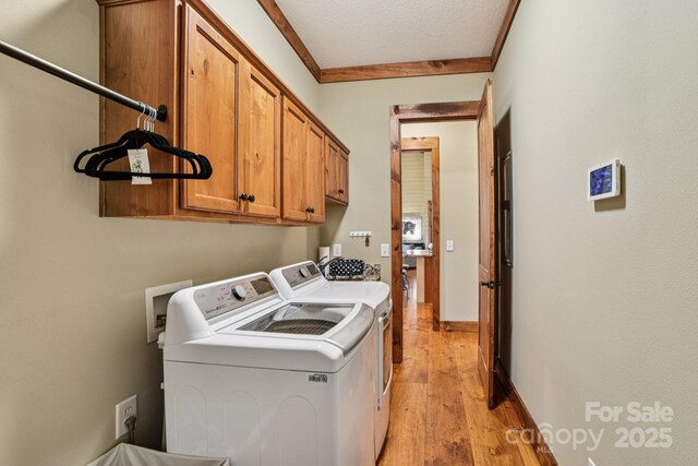 71 Raptor Way, Sapphire, NC 28774 - laundry area with washing machine and dryer, cabinet space, and light wood-type flooring