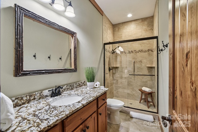 71 Raptor Way, Sapphire, NC 28774 - full bathroom featuring a shower stall, vanity, and recessed lighting