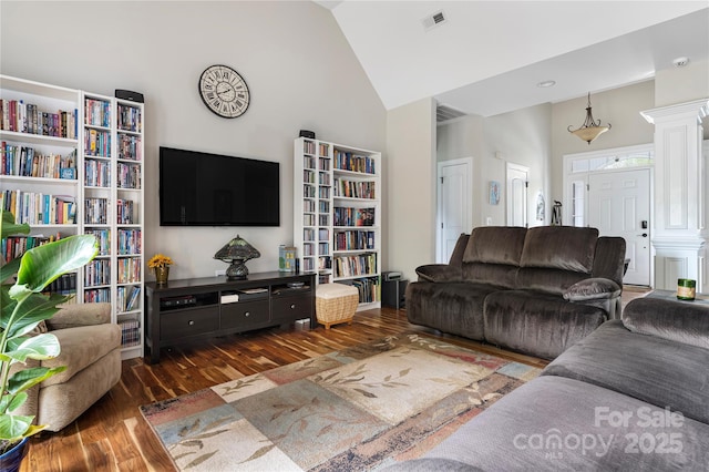 233 Highland Forest Dr, Clover, SC 29710 - living area with high vaulted ceiling and wood finished floors