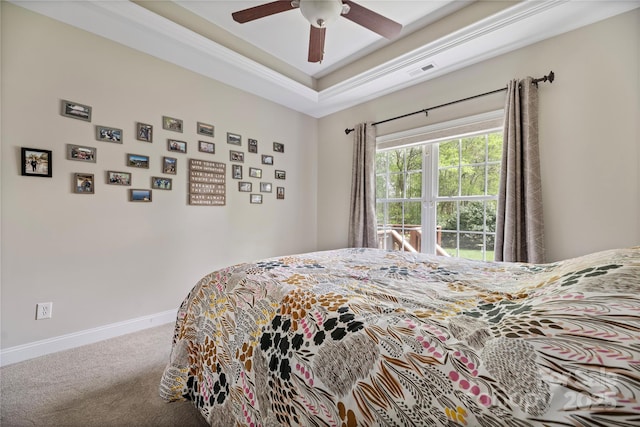 233 Highland Forest Dr, Clover, SC 29710 - bedroom featuring carpet, a raised ceiling, and a ceiling fan