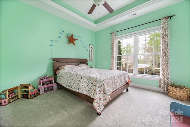233 Highland Forest Dr, Clover, SC 29710 - bedroom featuring carpet floors, a ceiling fan, and a tray ceiling