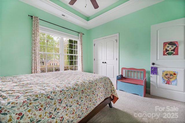 233 Highland Forest Dr, Clover, SC 29710 - bedroom with carpet flooring, a closet, and ceiling fan
