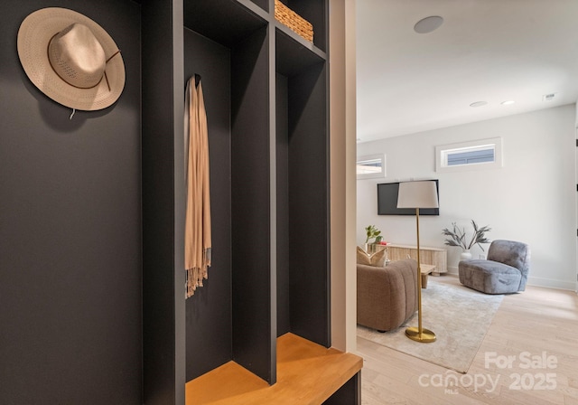 1727 Seifert Cir, Charlotte, NC 28205 - mudroom featuring light wood finished floors and recessed lighting